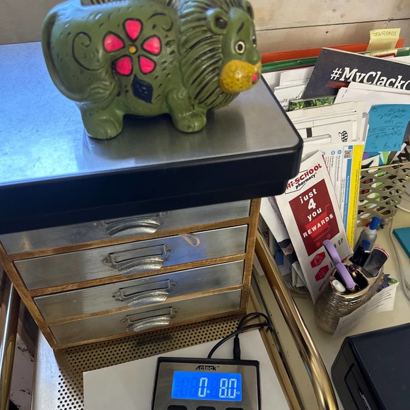 1970's Lion Bank, Pen And Note Holder Neon Black Light Glowy Pink Green Yellow - Picture 13 of 13